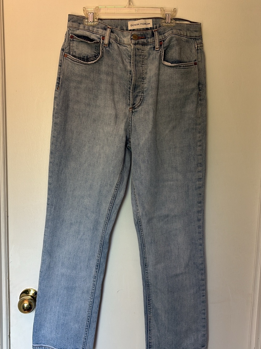 Denim Forum Light Blue High Rise Straight Jeans